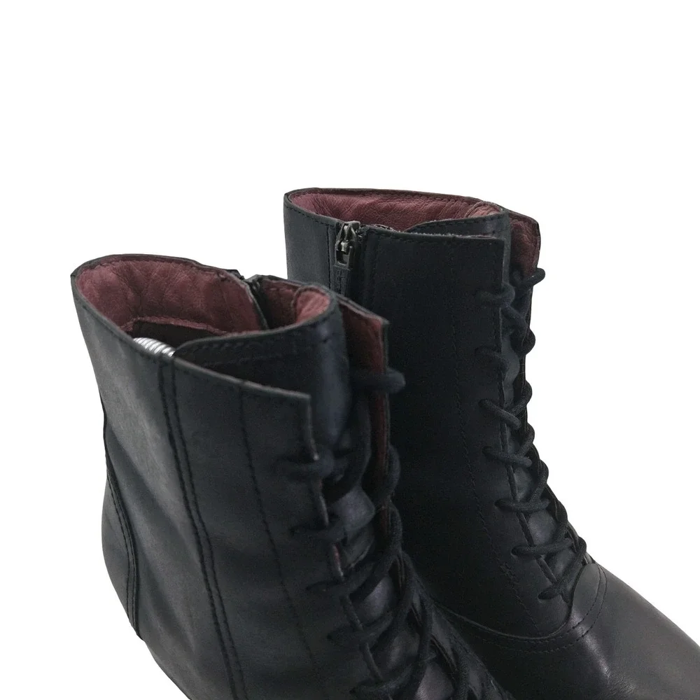 Dansko Boots Womens Size 8.5 39 Black Leather Lace Up Ankle Zip Block Heel